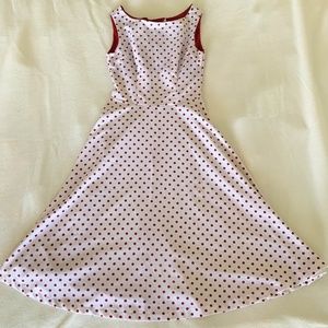 Bettie Page Polka Dot Dress White and Red